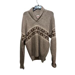 Vintage Heart Band Women's Tan Cowlneck Knit Sweater Size Large